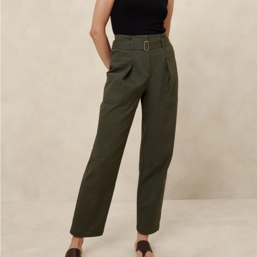 Green Relaxed Fit High-Waisted Trousers